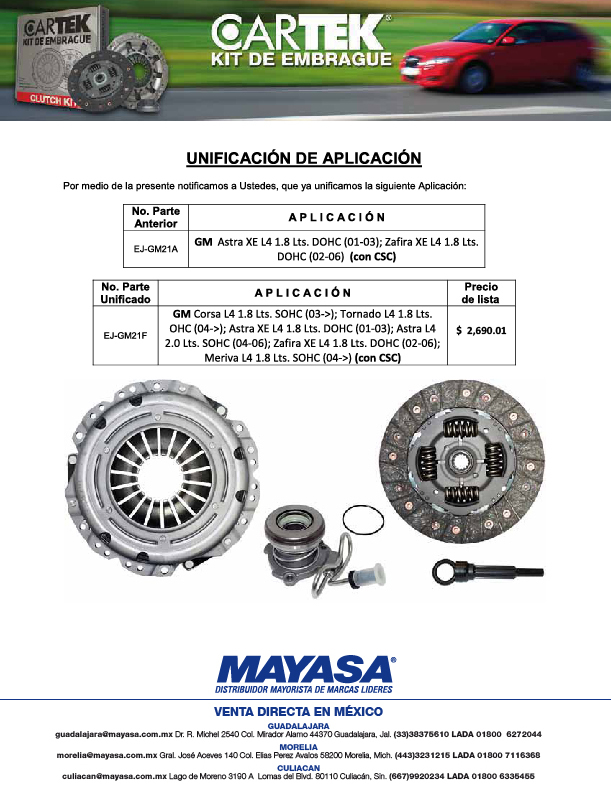 KIT DE EMBRAGUE CARTEK