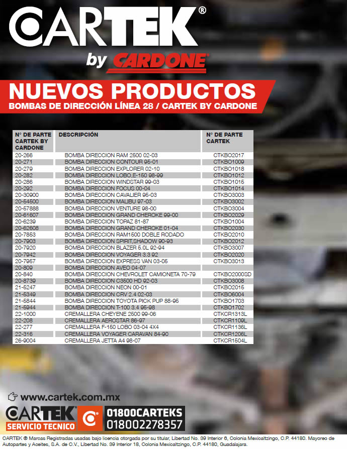 BOMBAS DE DIRECCION CARTEK by CARDONE